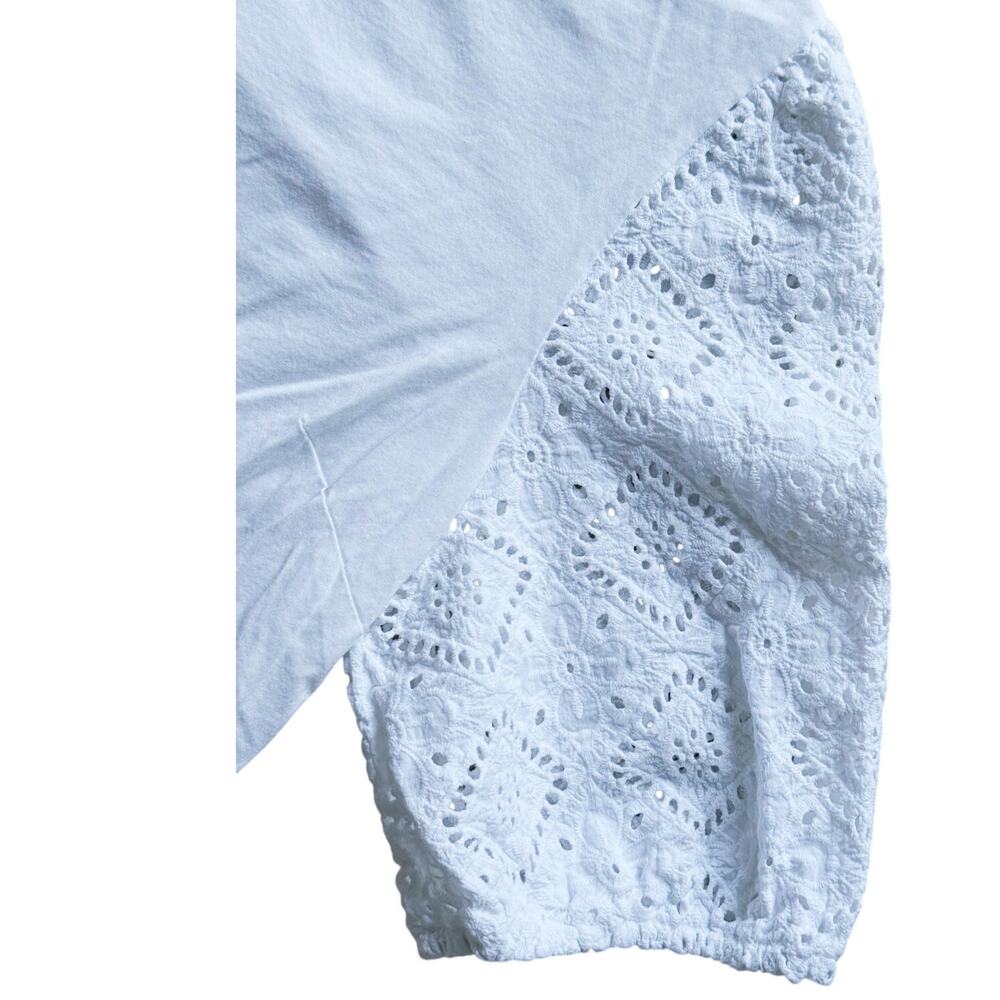 Boden Abigail Lace Eyelet Puff Sleeve Jersey Top Size 16 White Romantic Cottage - Picture 6 of 9